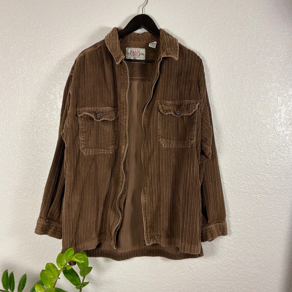 Bugle Boy Gold Crest Corduroy Shirt Jacket Mens XL Brown Fair 90s Vintage